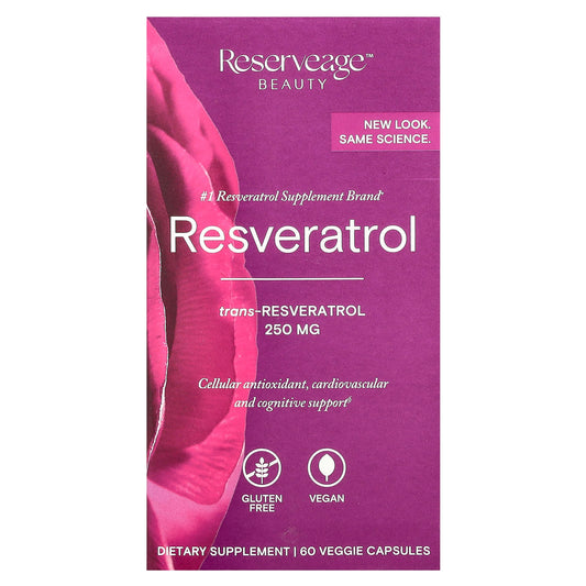 Reserveage Beauty, Resveratrol, Trans-Resveratrol, 60 Veggie Capsules - Image 1