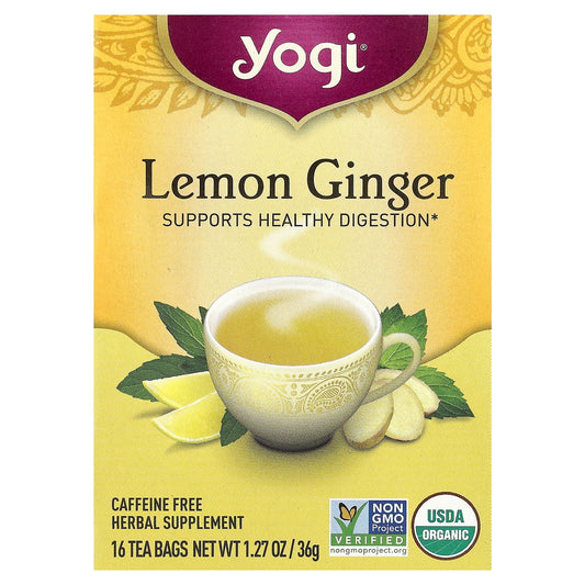Yogi Tea, Lemon Ginger, Caffeine Free, 16 Tea Bags, 1.27 oz (36 g) - Image 1