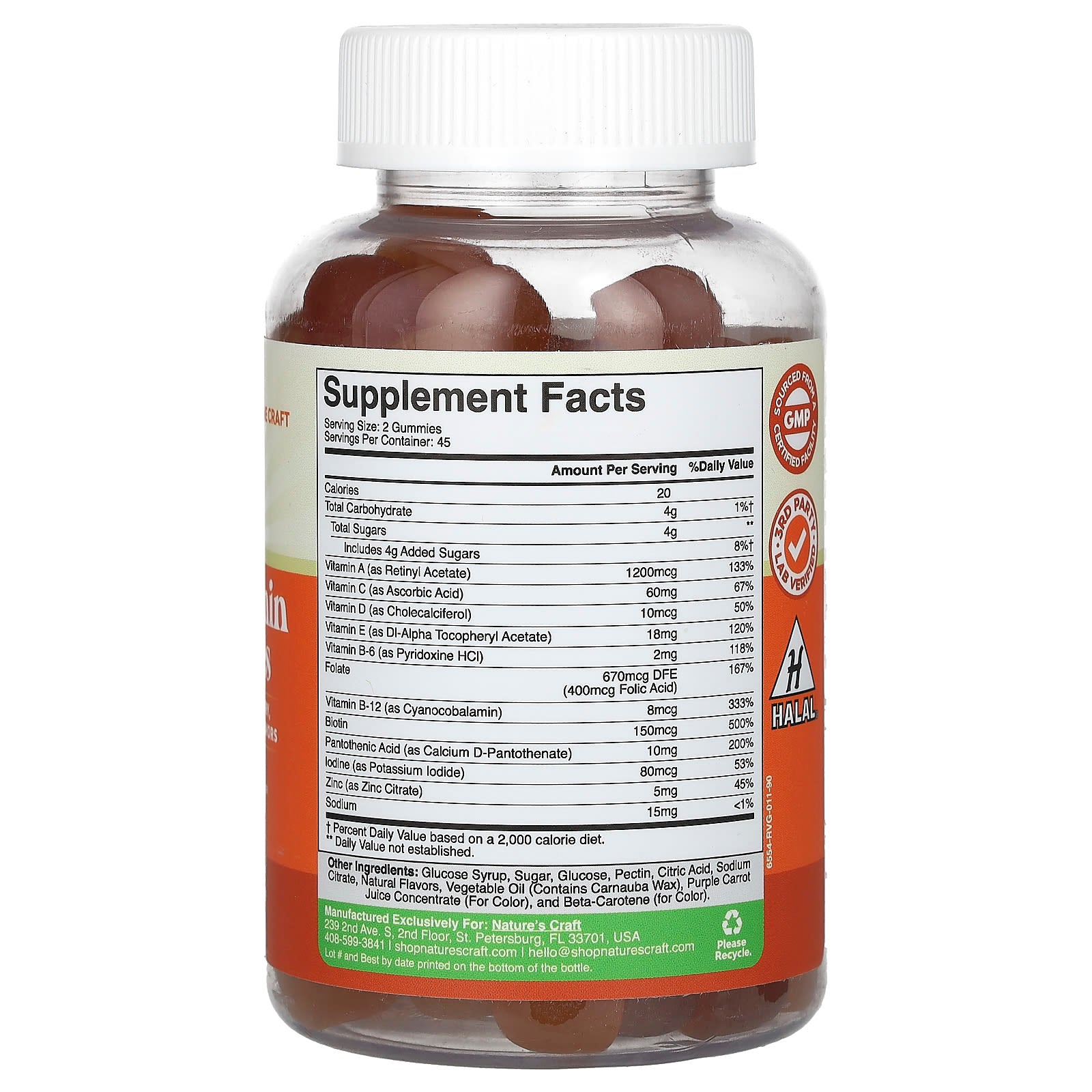 Nature's Craft, Multivitamin Gummies, Orange, Cherry, Strawberry, 90 Gummies - Image 2