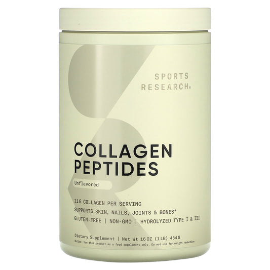 Sports Research, Collagen Peptides, Unflavored, 1 lb (454 g) - Image 1