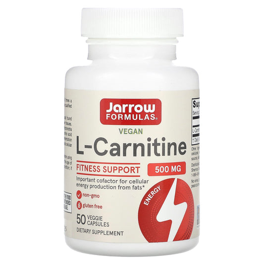 Jarrow Formulas L-Carnitine 500mg - 50 Veggie Capsules for Energy - Image 1