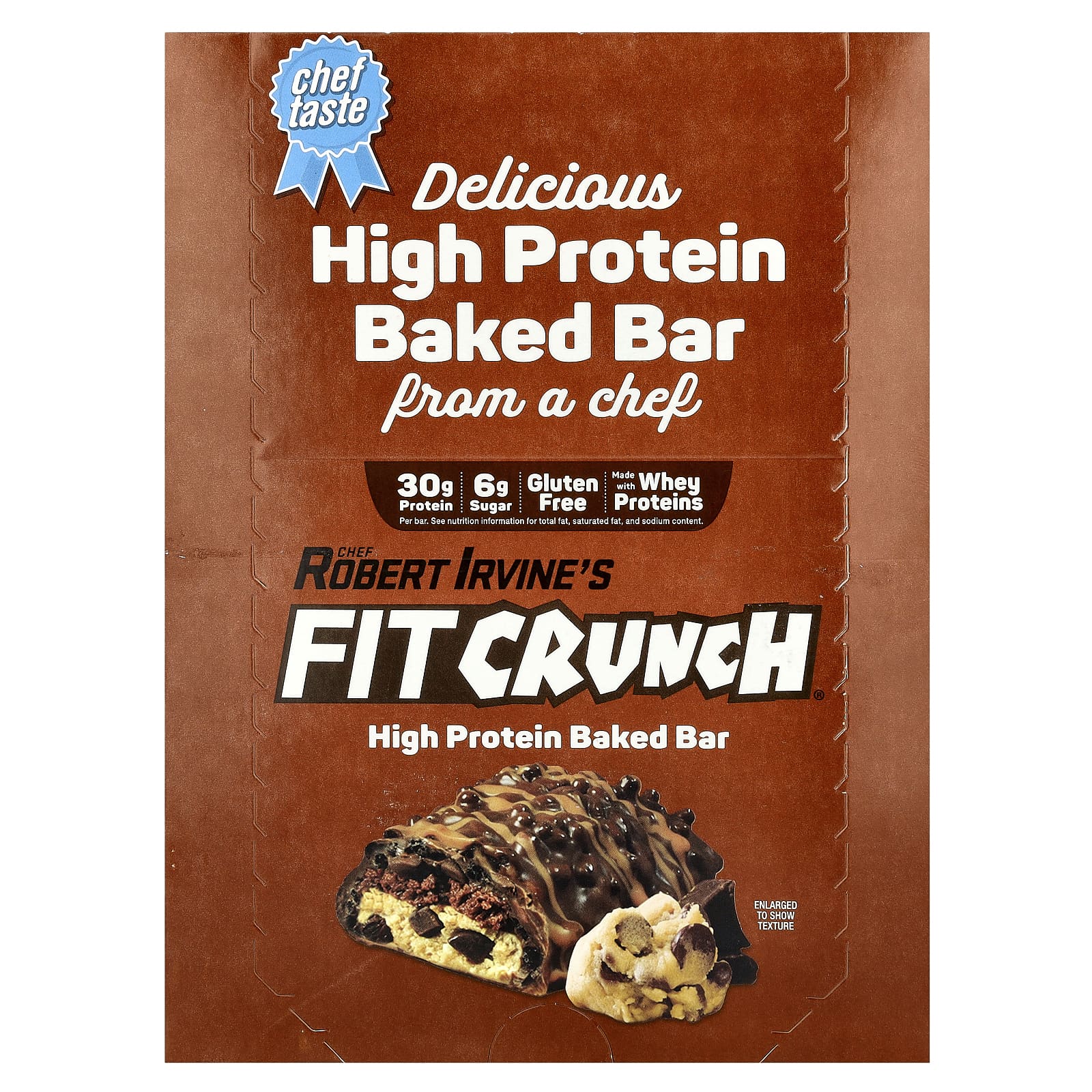 High-Protein Chocolate Cookie Dough Baked Bars by FITCRUNCH, Gluten-Free & Delicious - Image 1