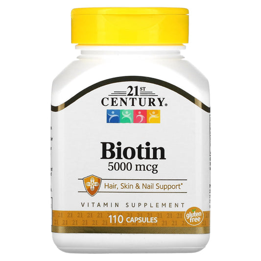 Boost Hair, Skin & Nail Health with 21st Century Biotin 5000 mcg - Image 1
