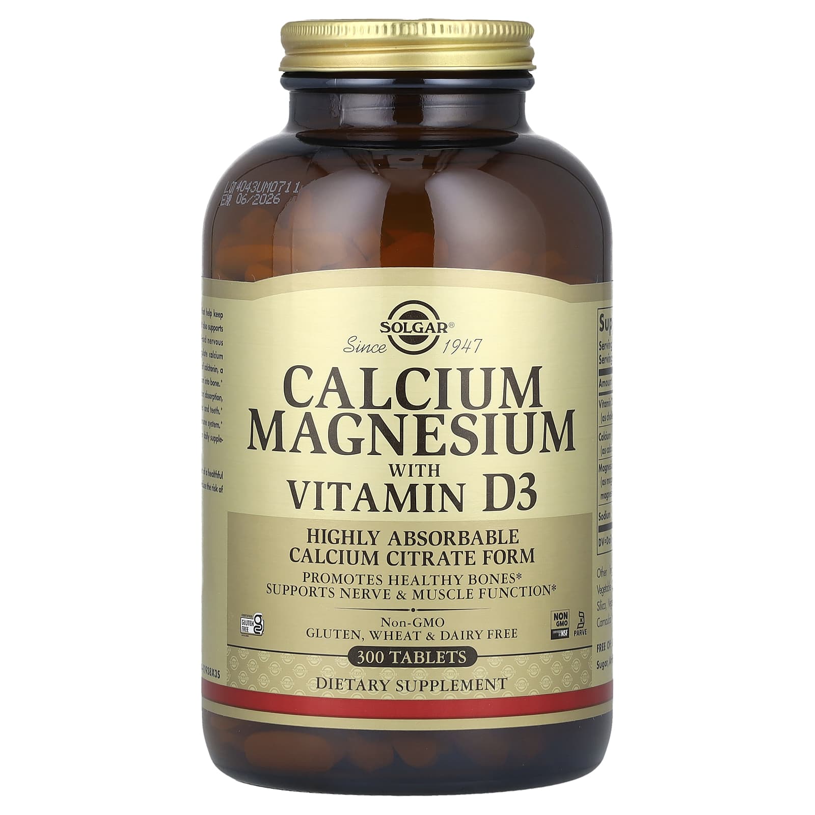 Solgar, Calcium Magnesium with Vitamin D3, 300 Tablets - Image 1