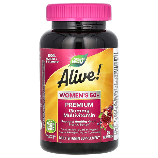 Nature's Way, Alive! Women's 50+ Premium Gummy Multivitamin, Cherry & Grape, 75 Gummies - Image 1