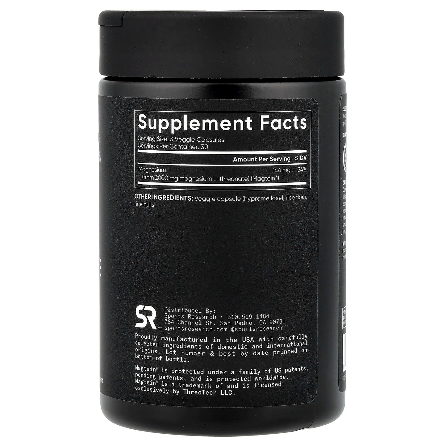 Sports Research, Magtein®, Magnesium L-Threonate, 2,000 mg, 90 Veggie Capsules (666 mg per Capsule) - Image 2