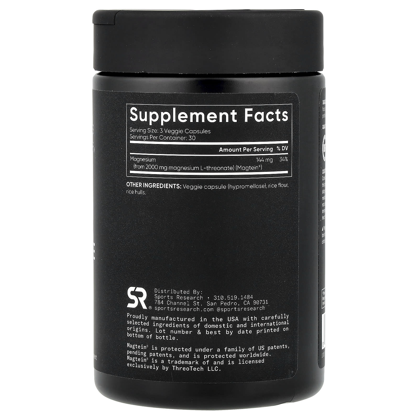 Sports Research, Magtein®, Magnesium L-Threonate, 2,000 mg, 90 Veggie Capsules (666 mg per Capsule) - Image 2