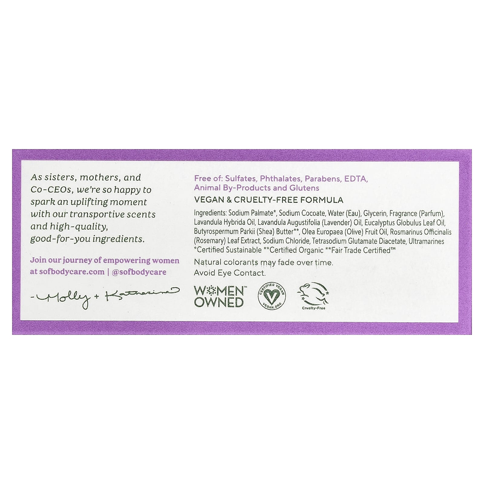 SoF, Triple Milled Bar Soap with Shea Butter, Lavender Fields, 6 oz (170 g) - Image 2