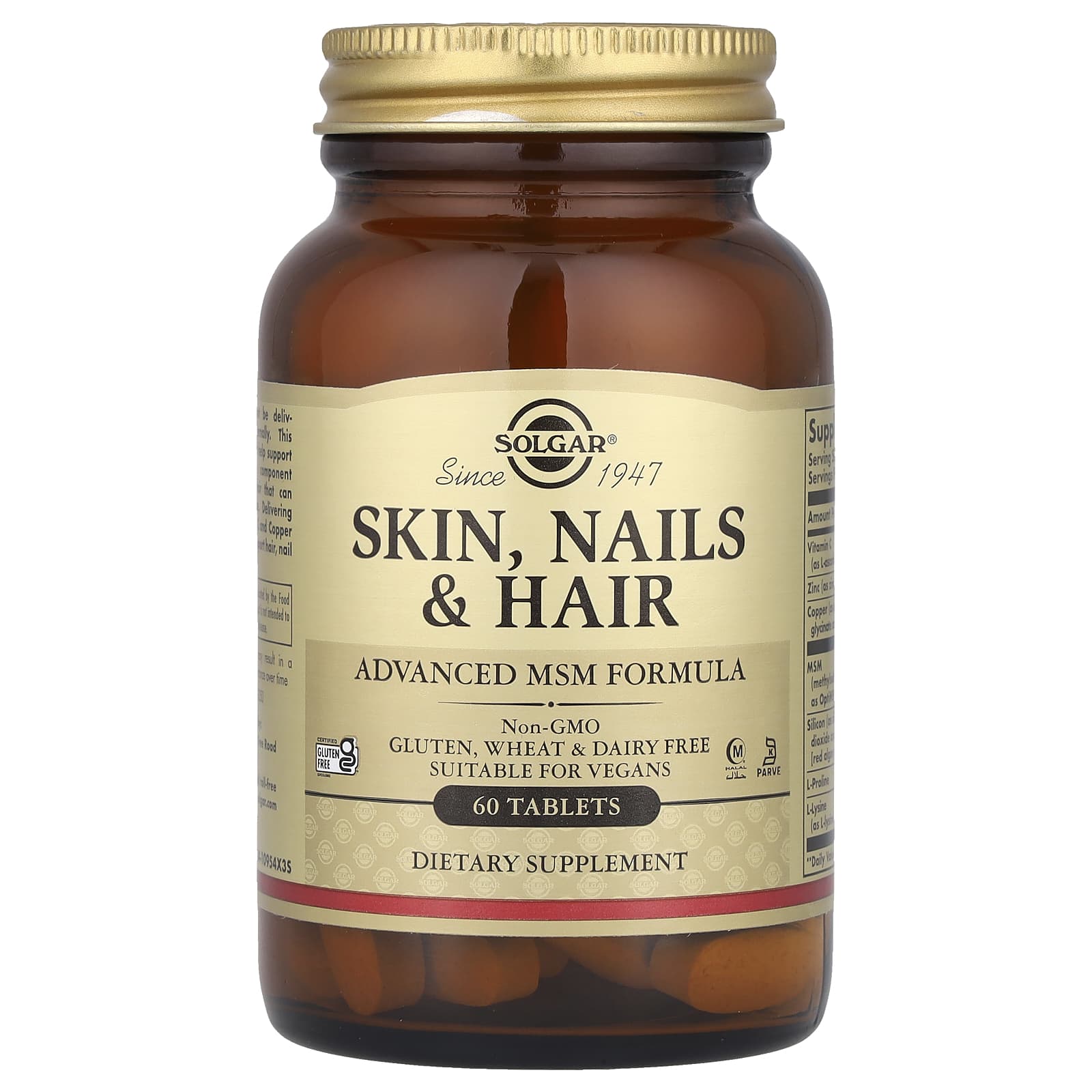Solgar, Skin, Nails & Hair, Advanced MSM Formula, 60 Tablets - Image 1
