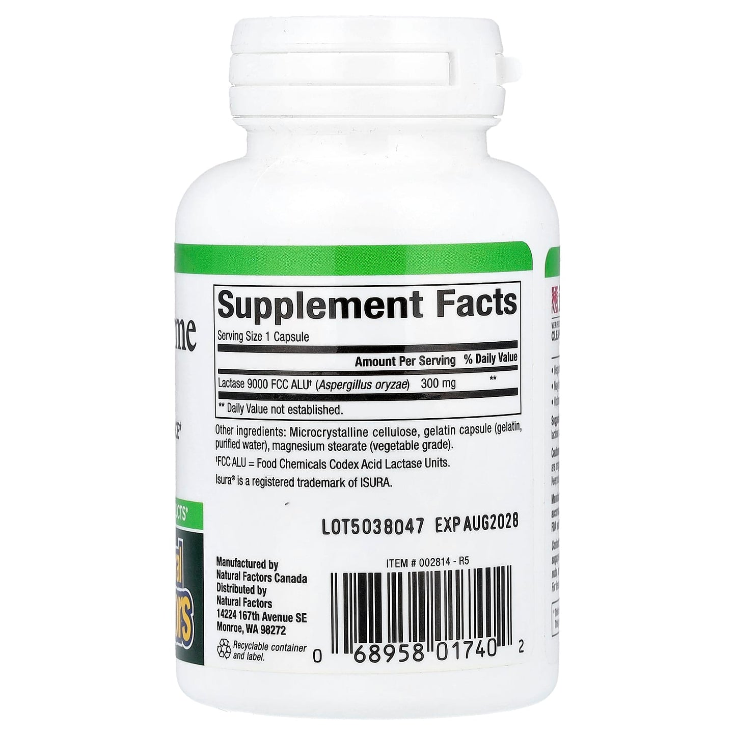Natural Factors, Lactase Enzyme, 300 mg, 60 Capsules - Image 2