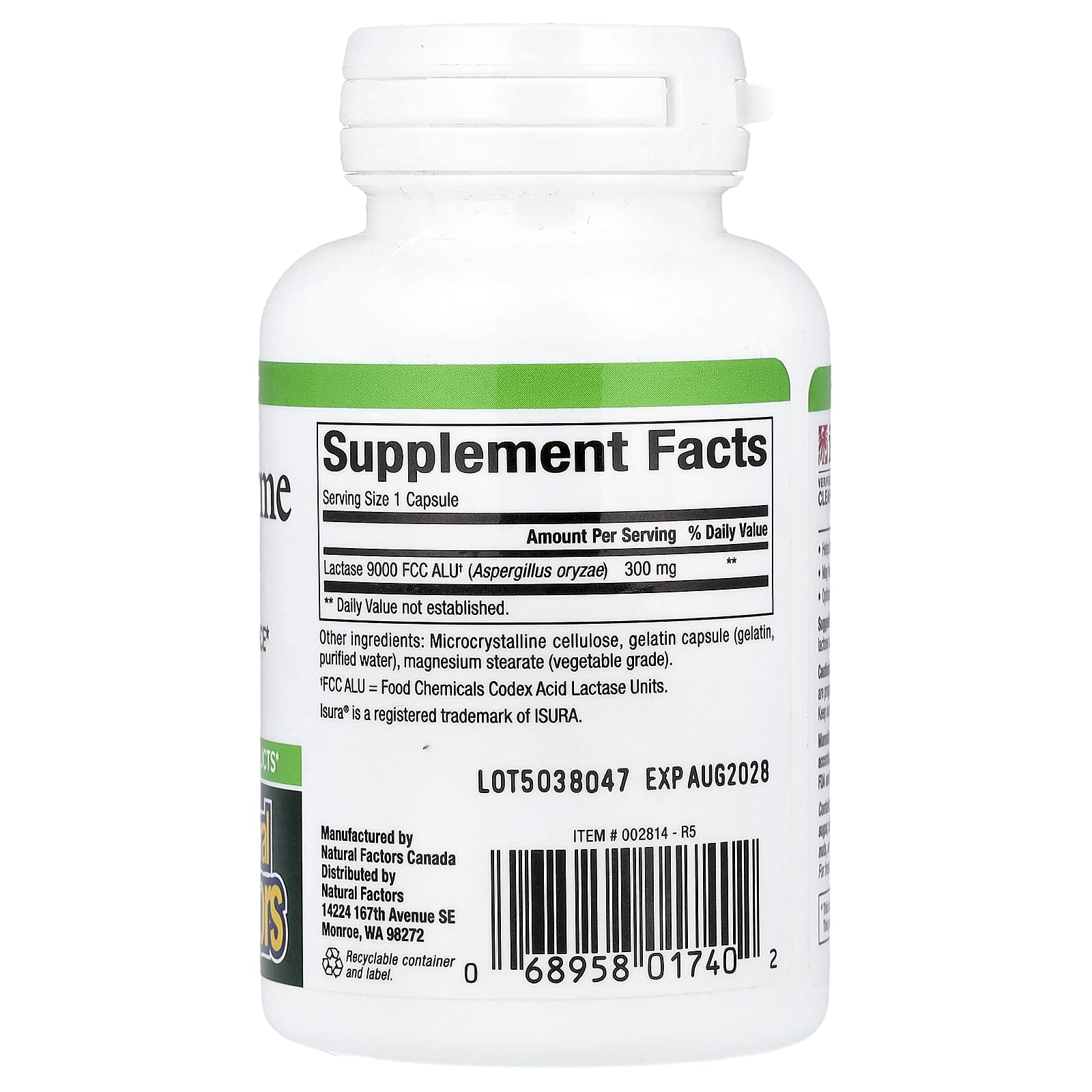 Natural Factors, Lactase Enzyme, 300 mg, 60 Capsules - Image 2
