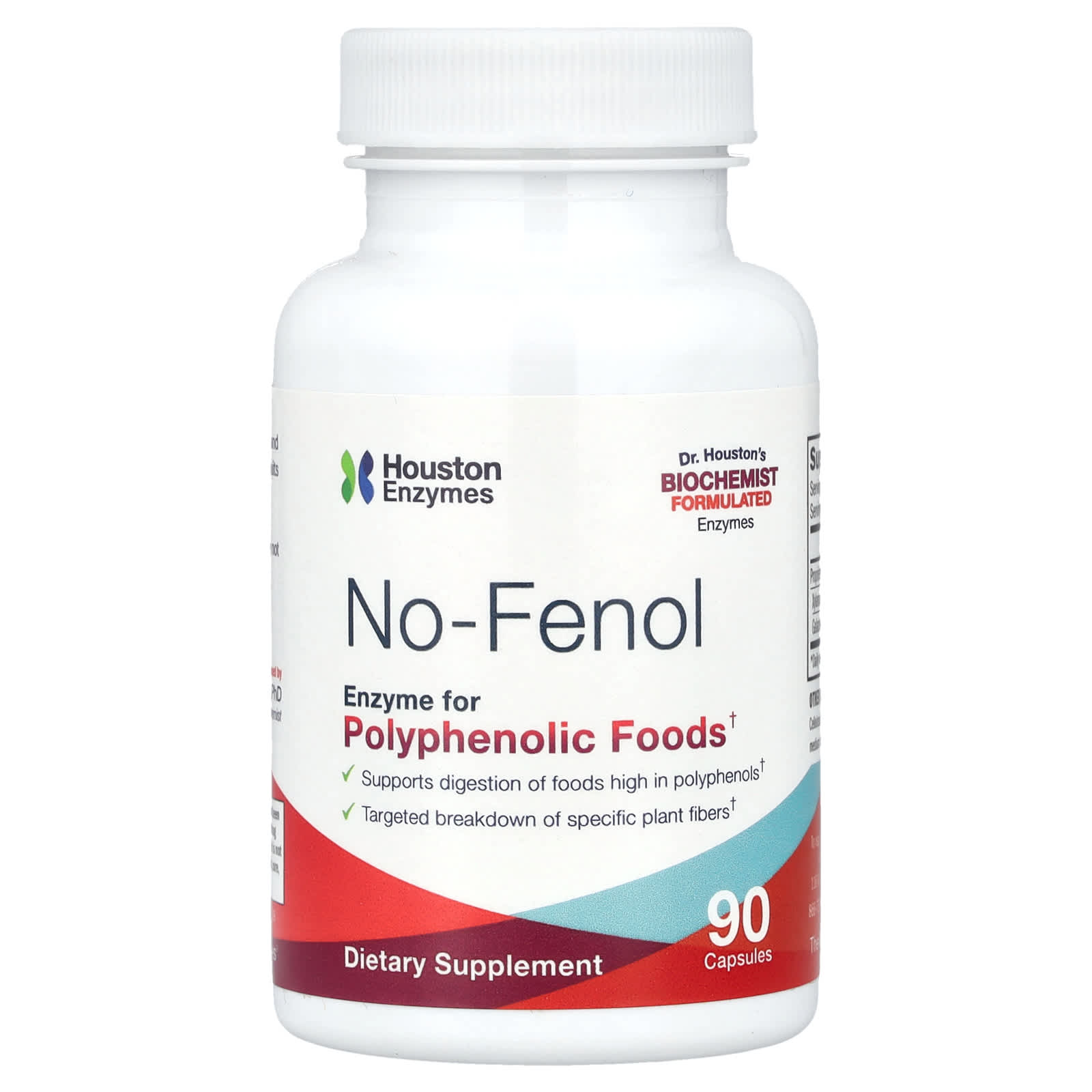 Houston Enzymes No-Fenol Supports Digestion of Polyphenolic Foods - 90 Capsules - Image 1