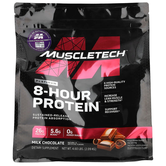 MuscleTech, Platinum 8-Hour Protein™, Milk Chocolate, 4.6 lbs (2.09 kg) - Image 1