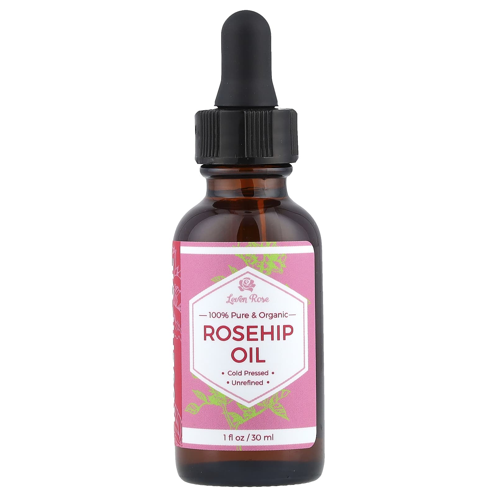 Leven Rose, 100% Pure & Organic Rosehip Oil, 1 fl oz (30 ml) - Image 1