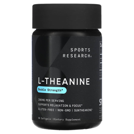 Sports Research, L-Theanine, Double Strength, 200 mg, 60 Softgels - Image 1