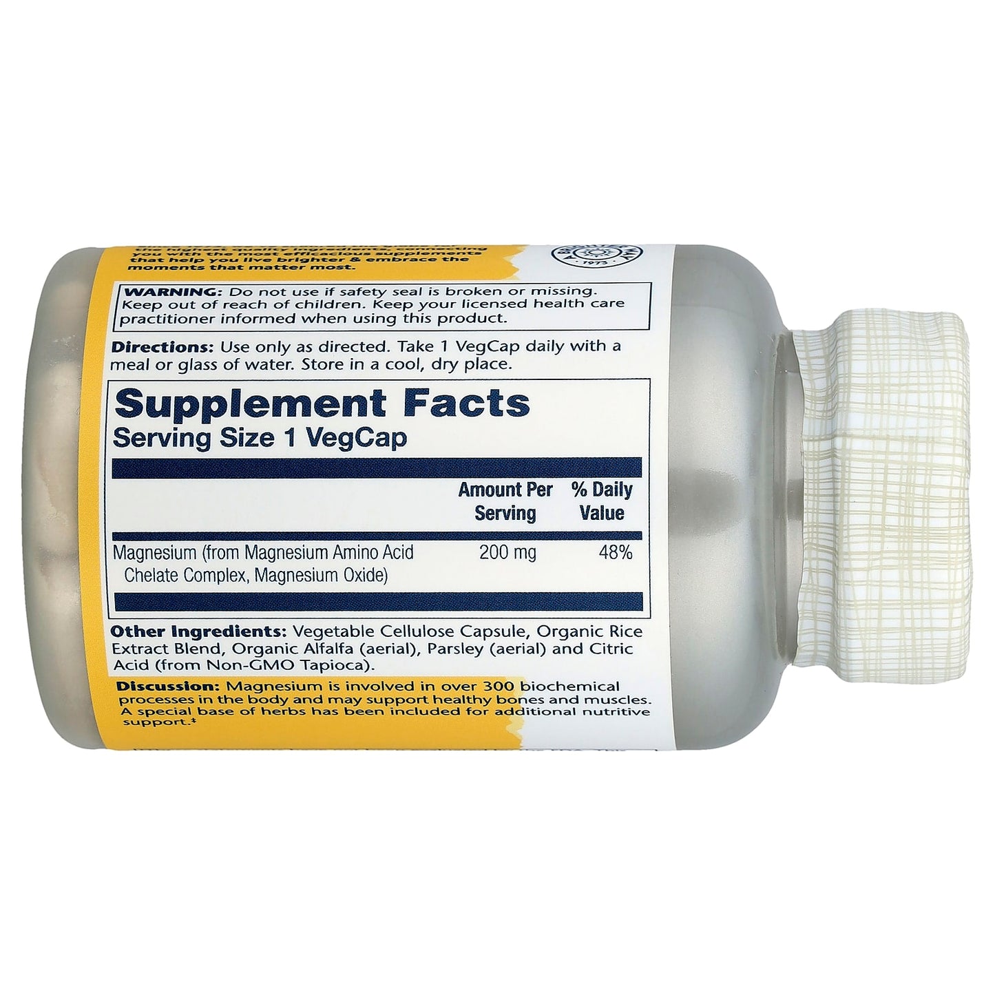 Solaray, Magnesium, 200 mg, 100 VegCaps - Image 2