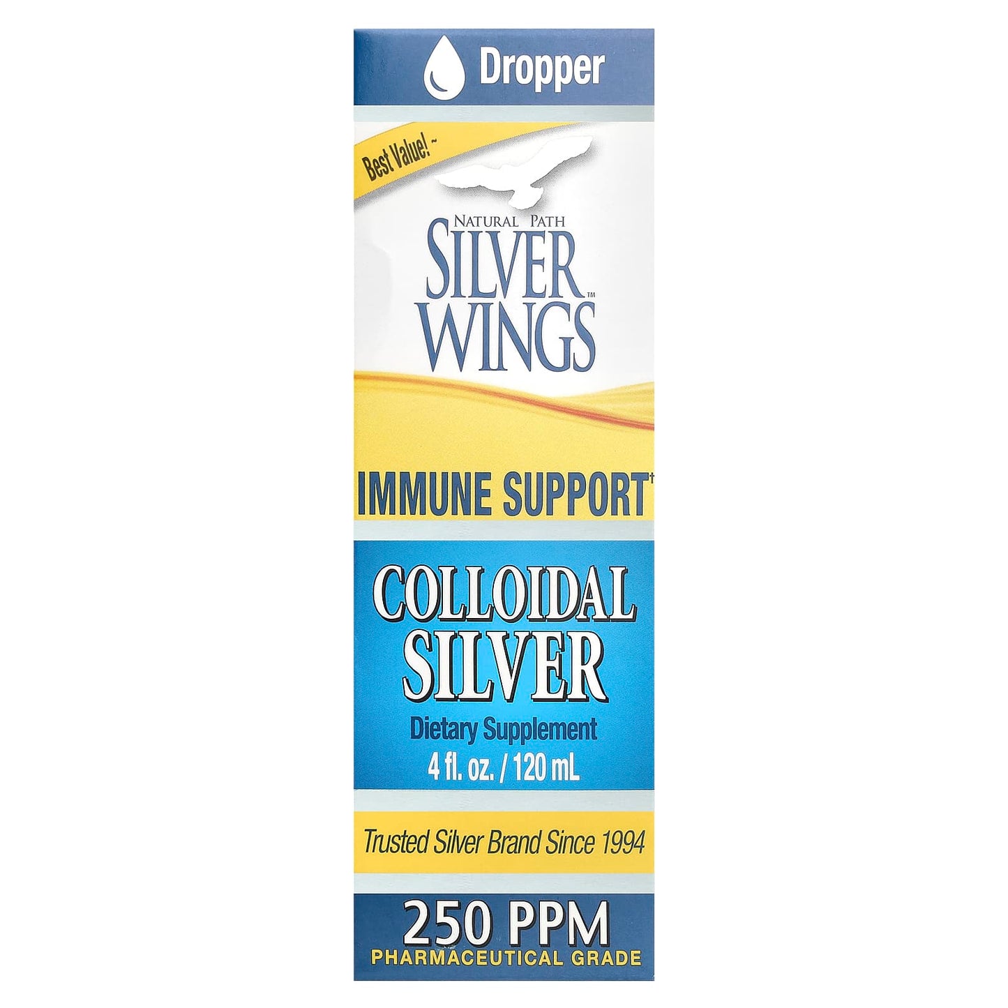 Natural Path Silver Wings, Colloidal Silver, 250 ppm, 4 fl oz (120 ml) - Image 1