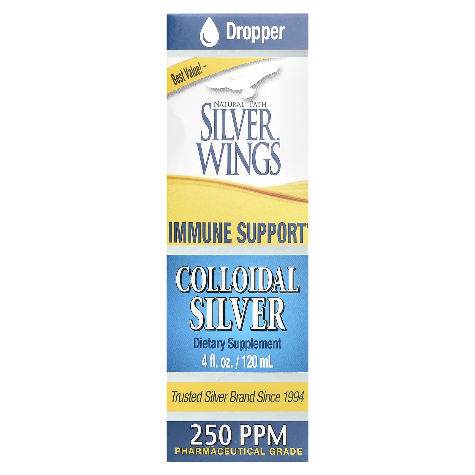Natural Path Silver Wings, Colloidal Silver, 250 ppm, 4 fl oz (120 ml) - Image 1
