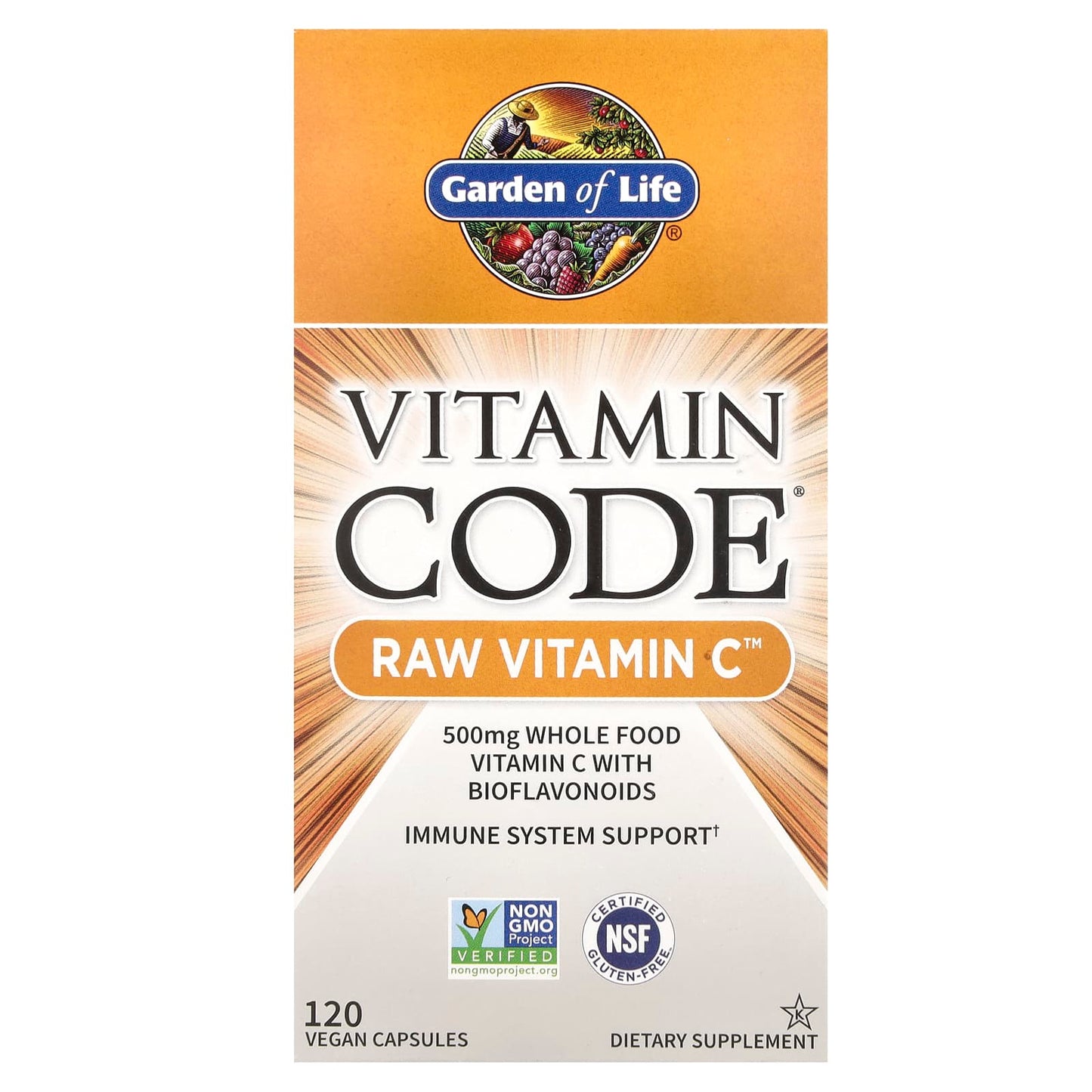 Garden of Life RAW Vitamin C 120 Vegan Capsules for Immune Support - Image 1