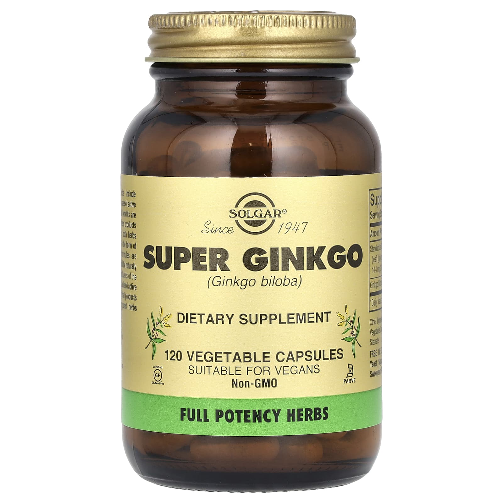 Solgar, Super Ginkgo, 120 Vegetable Capsules - Image 1