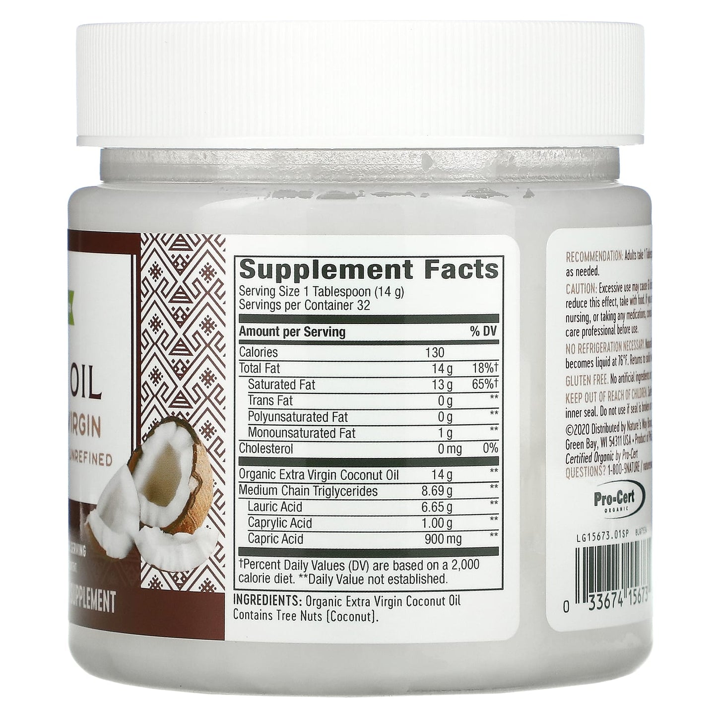 Nature's Way, Organic Coconut Oil, Extra Virgin, 16 oz (453 g) - Image 2