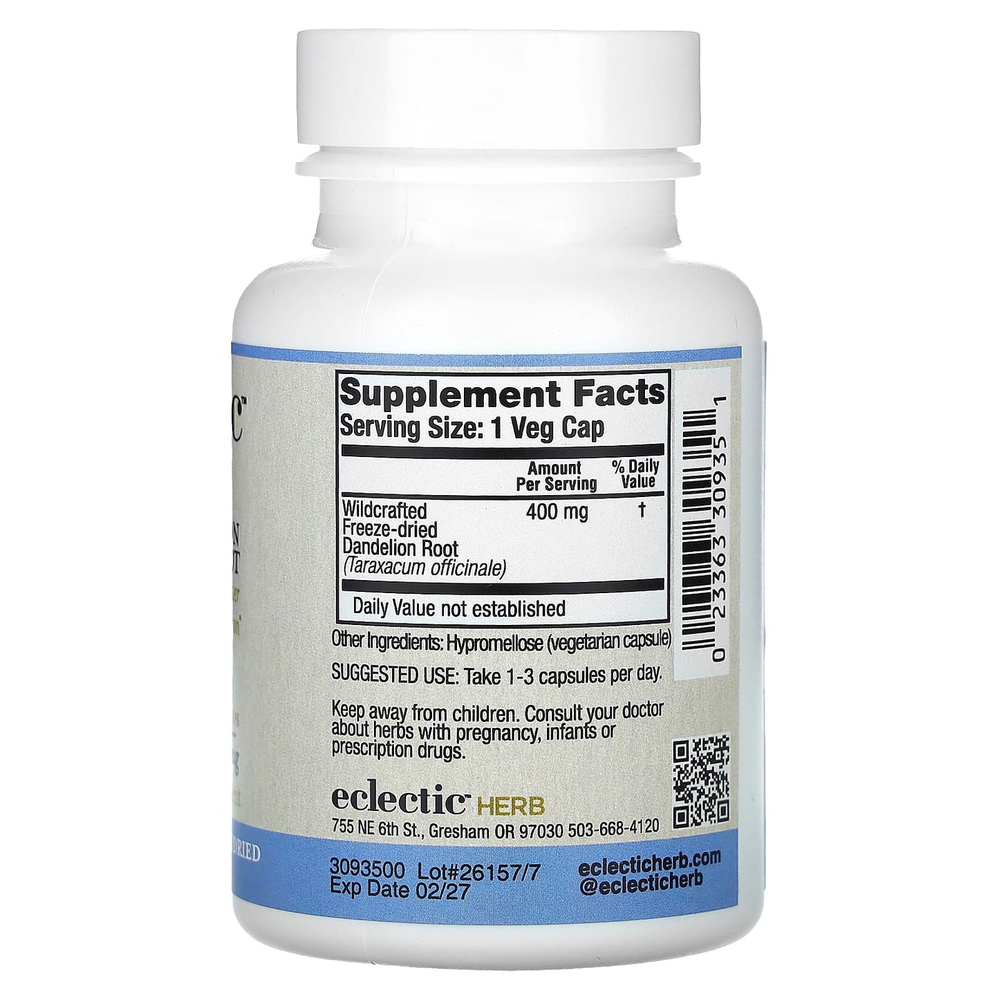 Dandelion Root 400mg, Vegan, Gluten Free, Freeze Dried Capsules by Eclectic Herb - Image 2