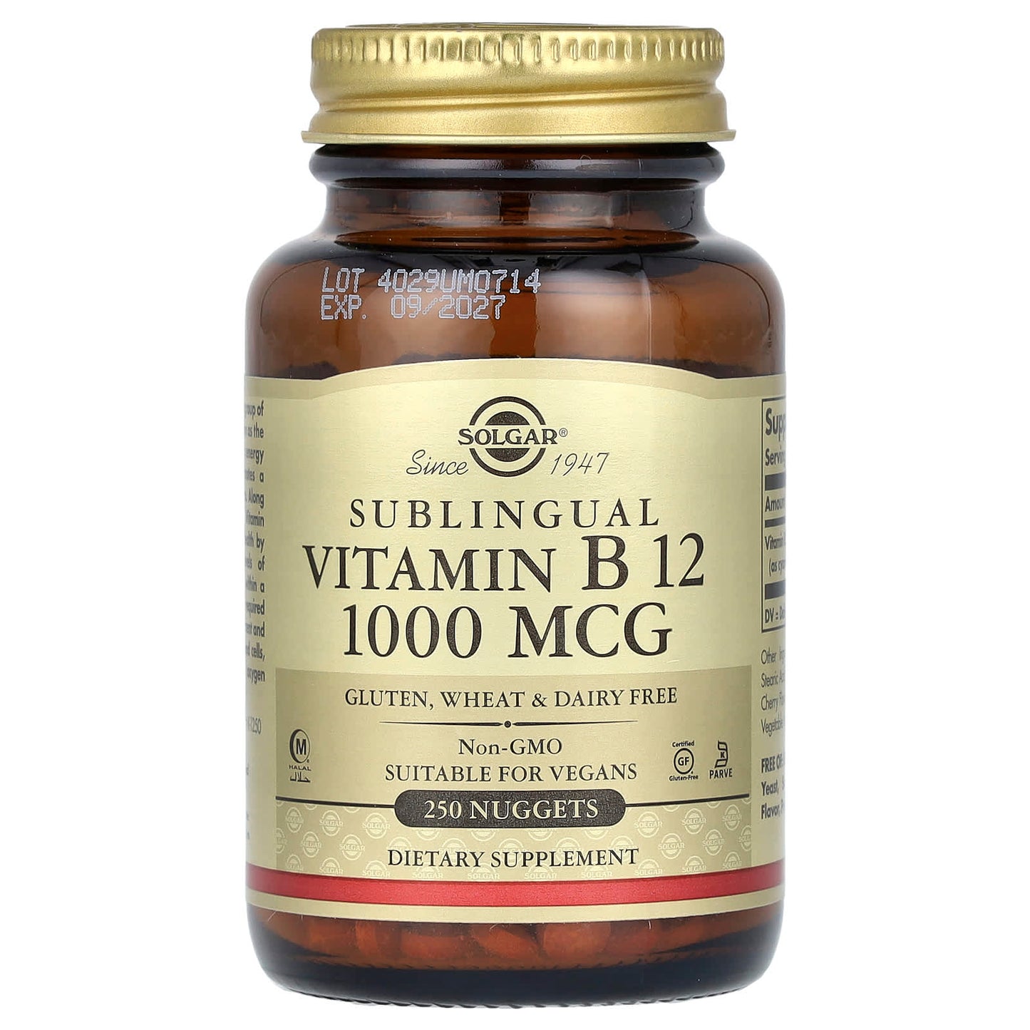 Solgar, Sublingual Vitamin B12, 1,000 mcg, 250 Nuggets - Image 1