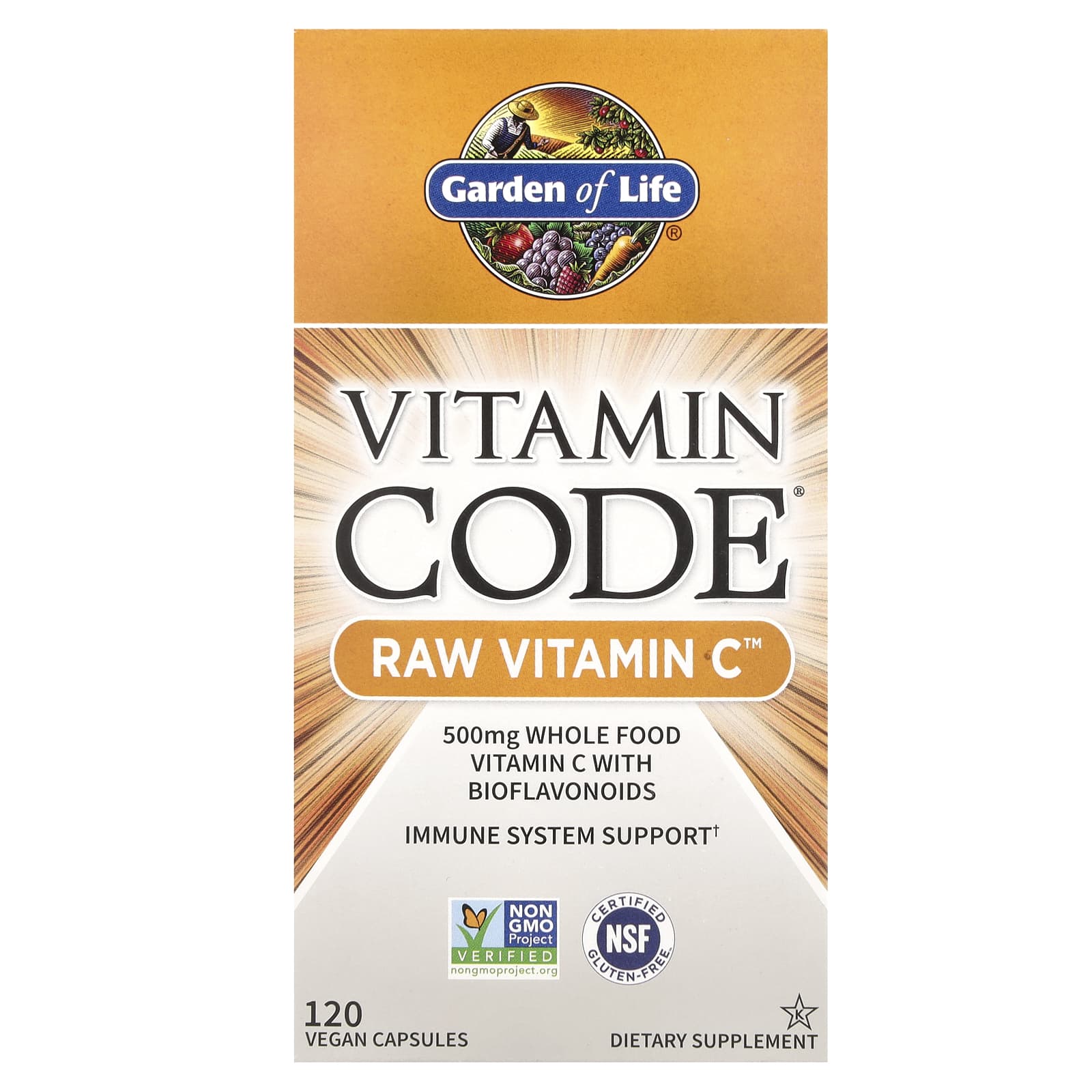 Garden of Life RAW Vitamin C 120 Vegan Capsules for Immune Support - Image 1