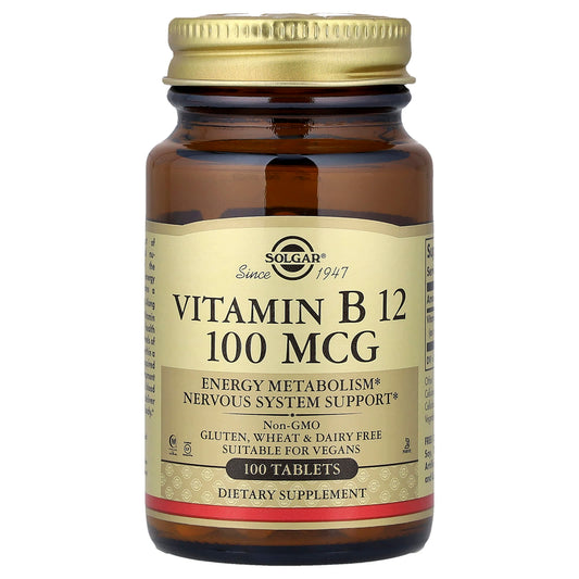 Solgar, Vitamin B12, 100 mcg, 100 Tablets - Image 1