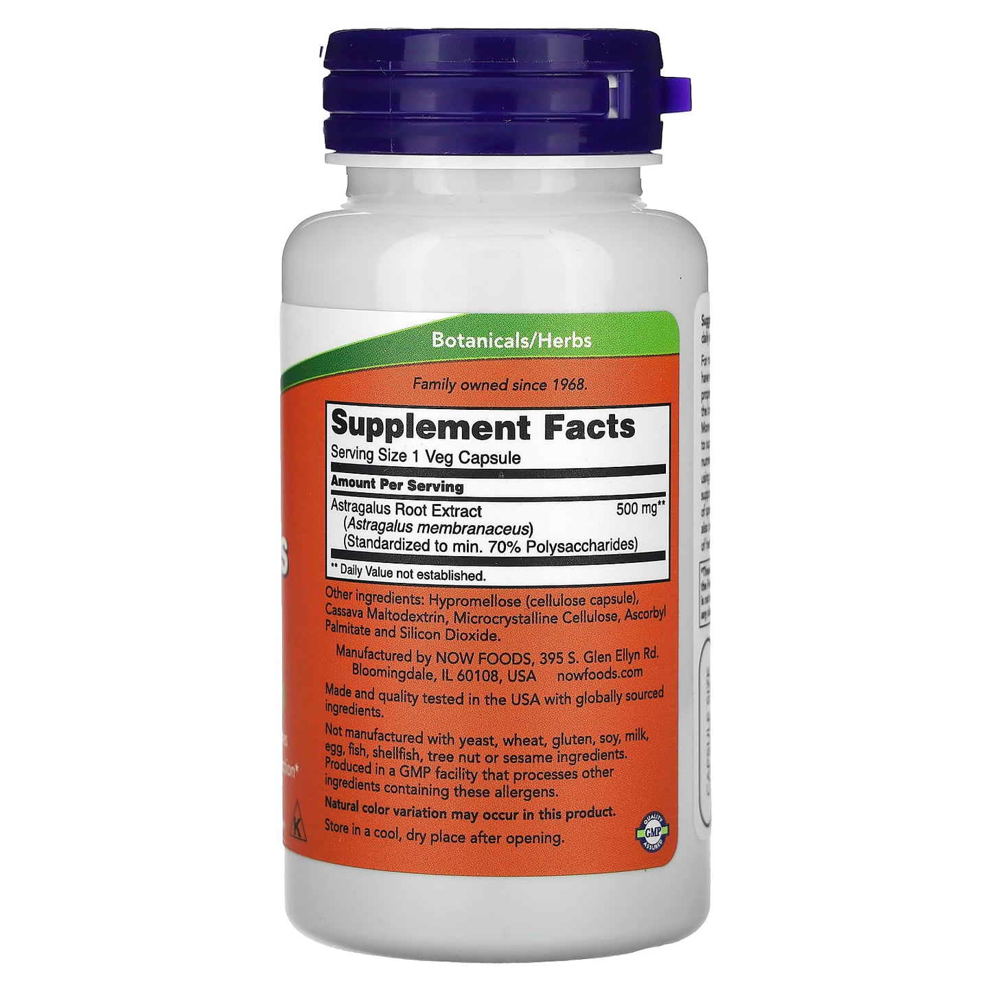 NOW Foods, Astragalus Extract, 500 mg, 90 Veg Capsules - Image 2