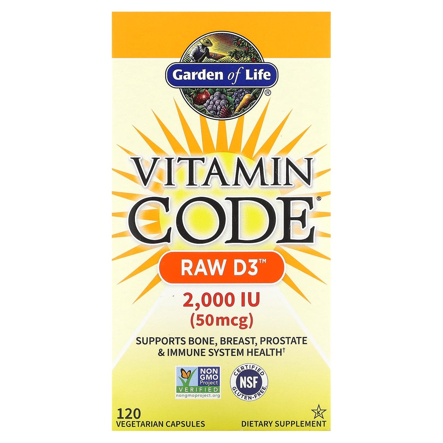 Garden of Life, Vitamin Code®, RAW D3™, 120 Vegetarian Capsules