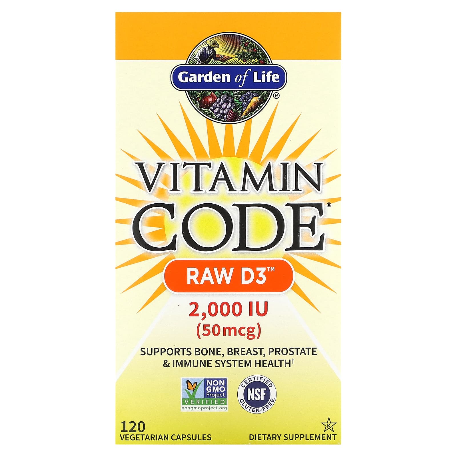 Garden of Life, Vitamin Code®, RAW D3™, 120 Vegetarian Capsules