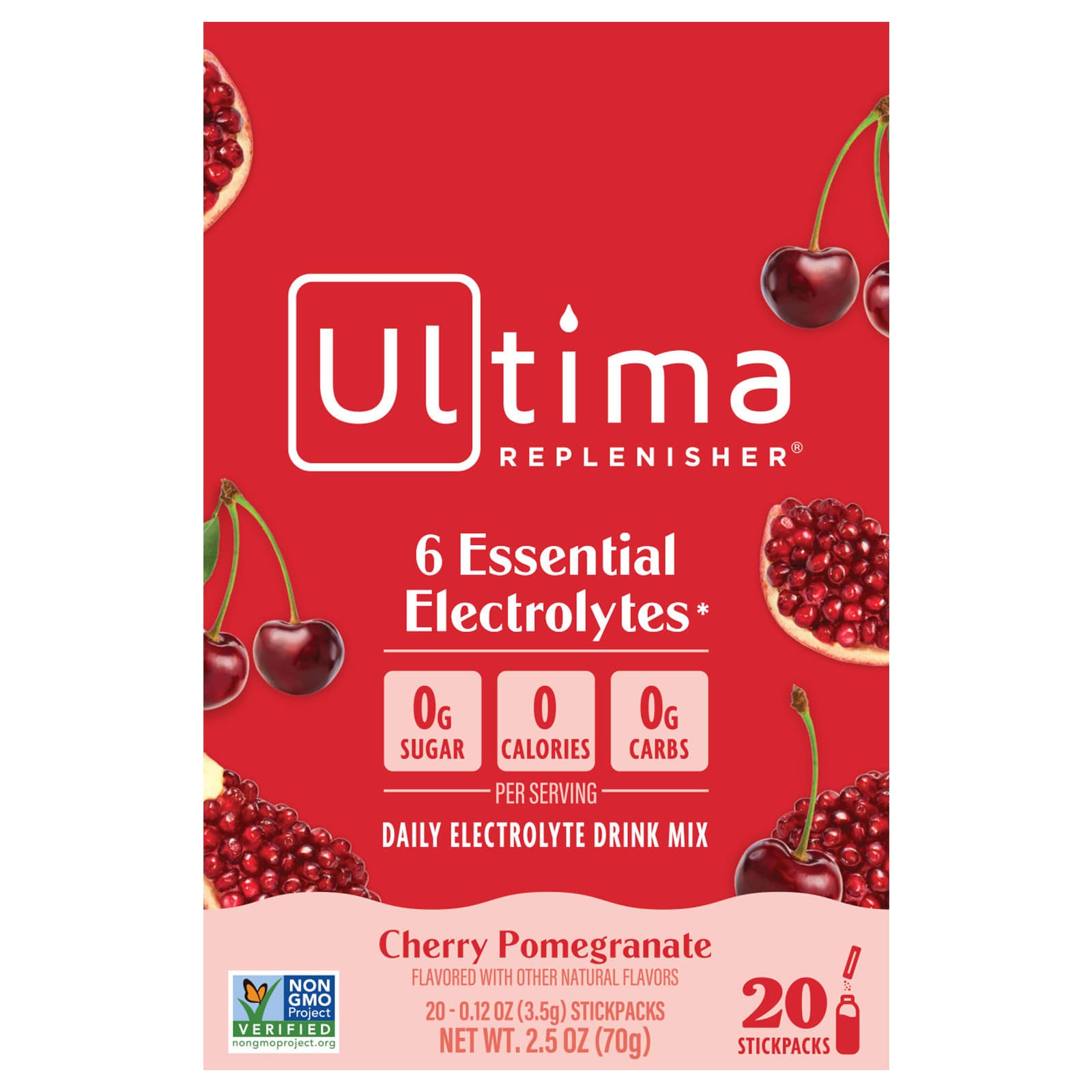 Ultima Replenisher, Electrolyte Mix, Cherry Pomegranate, 20 StickPacks, 0.12 oz (3.4 g) Each - Image 1