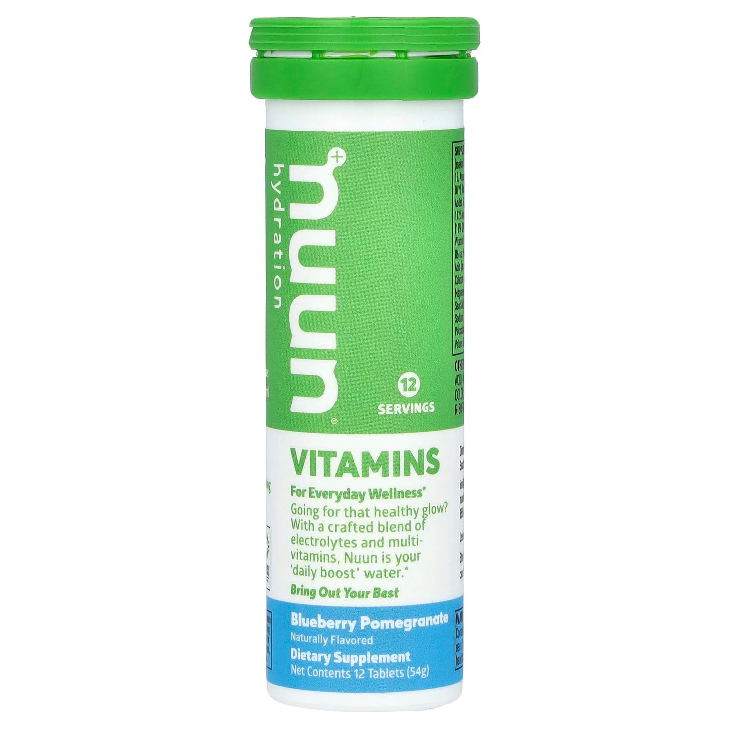 Nuun, Hydration, Vitamins, Effervescent Drink, Blueberry Pomegranate, 12 Tablets - Image 1