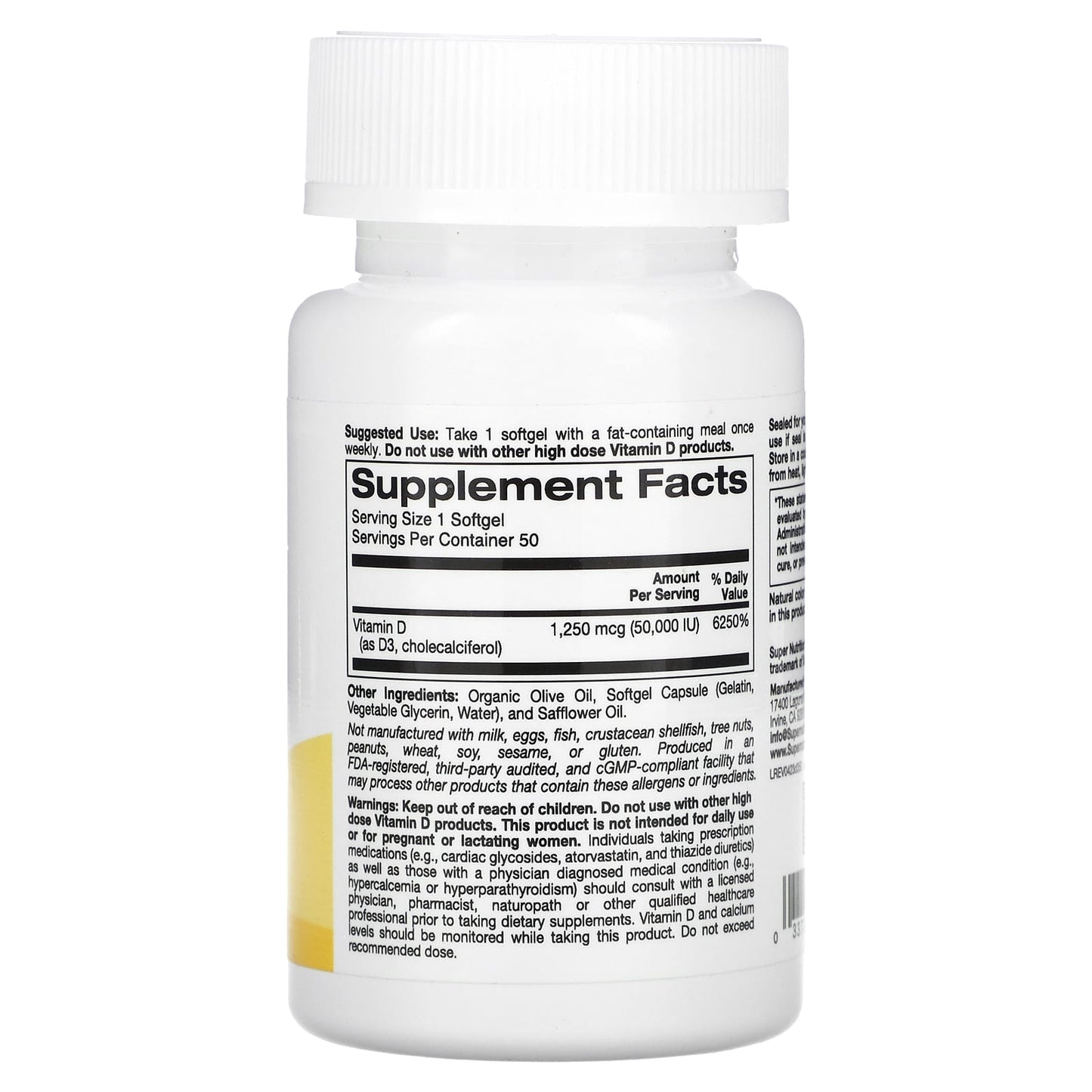 High Potency Vitamin D3, 50,000 IU, 50 Softgels for Strong Bones - Image 2