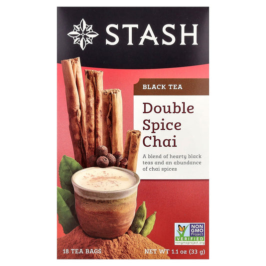 Stash Tea, Black Tea, Double Spice Chai, 18 Tea Bags, 1.1 oz (33 g) - Image 1