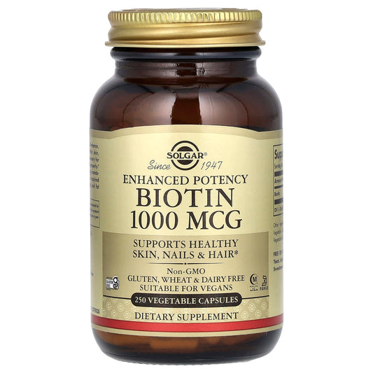 Solgar, Biotin, 1,000 mcg, 250 Vegetable Capsules - Image 1