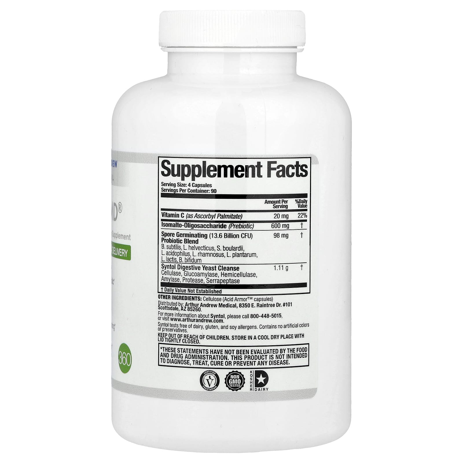 Arthur Andrew Medical Syntol AMD Probiotic Support 360 Capsules - Image 2