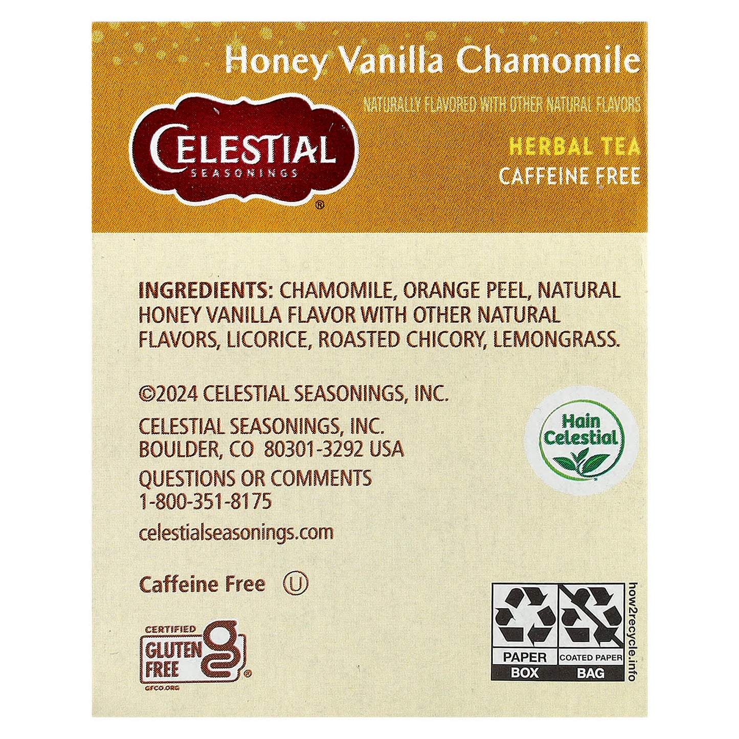 Honey Vanilla Chamomile Tea by Celestial Seasonings - Relaxing & Caffeine Free - Image 2
