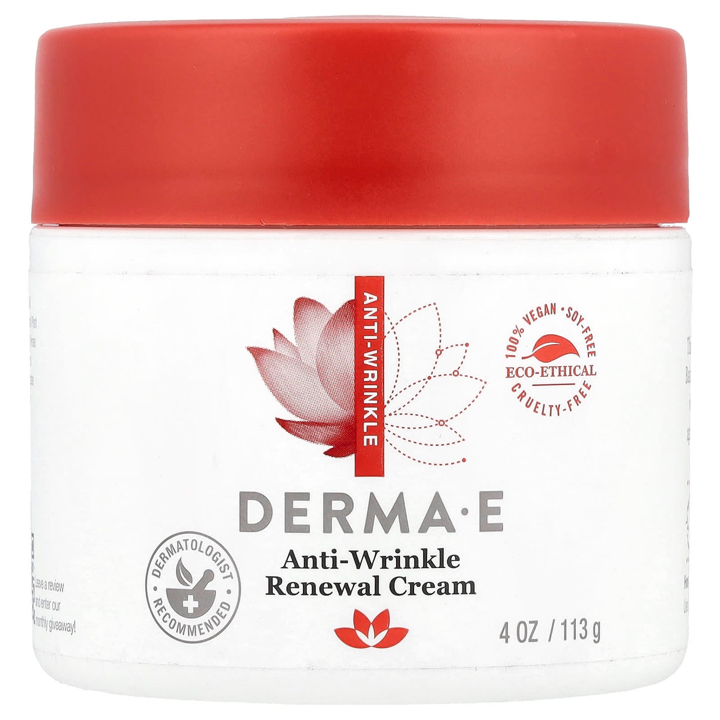 Derma E Anti-Wrinkle Renewal Cream, 4 oz, 100% Vegan & Cruelty-Free - Image 1