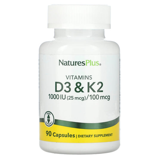 NaturesPlus, Vitamin D3 & K2, 90 Capsules - Image 1