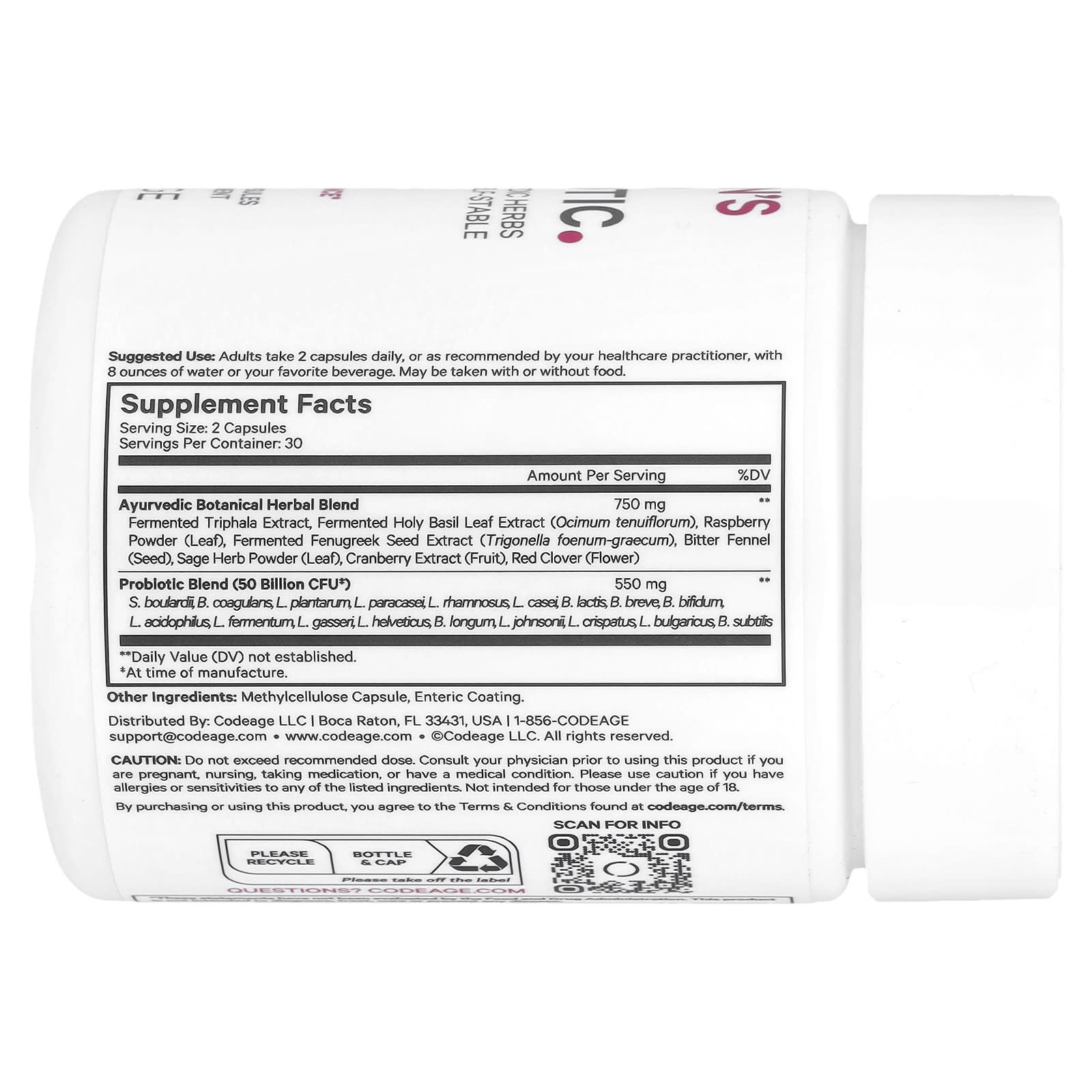 Codeage, Women's SBO Probiotic, 60 Vegetable Capsules