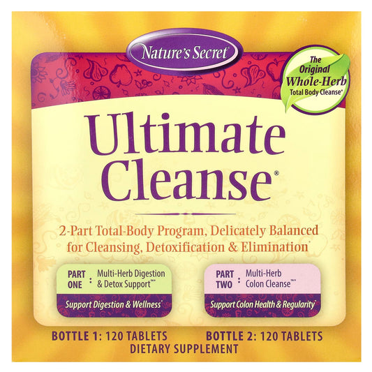 Nature's Secret, Ultimate Cleanse®, 2 Part Total-Body Program, 2 Bottles, 120 Tablets Each - Image 1
