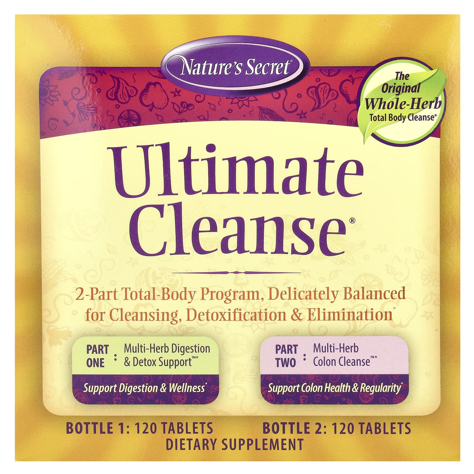 Nature's Secret, Ultimate Cleanse®, 2 Part Total-Body Program, 2 Bottles, 120 Tablets Each - Image 1