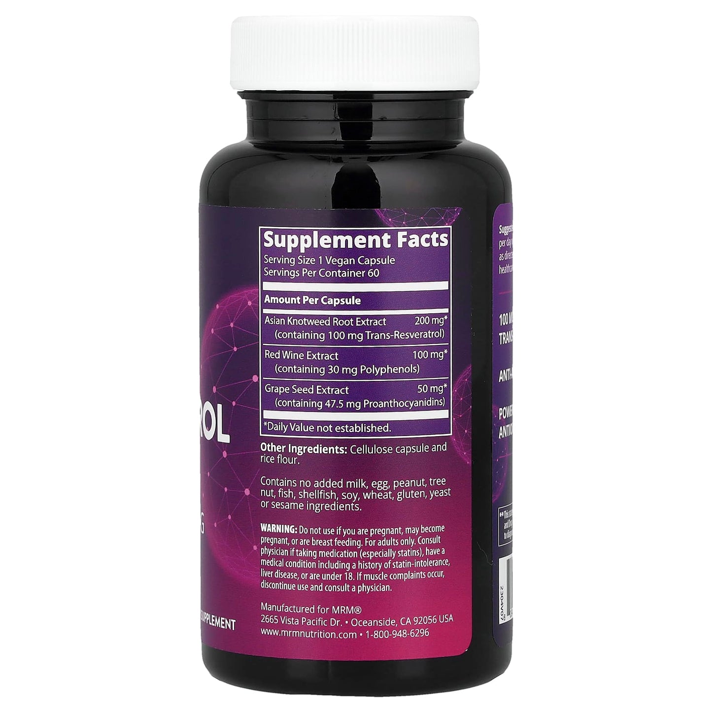 MRM Nutrition, Resveratrol, 60 Vegan Capsules - Image 2