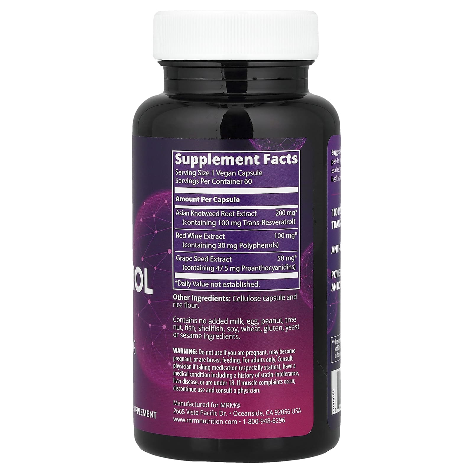 MRM Nutrition, Resveratrol, 60 Vegan Capsules - Image 2