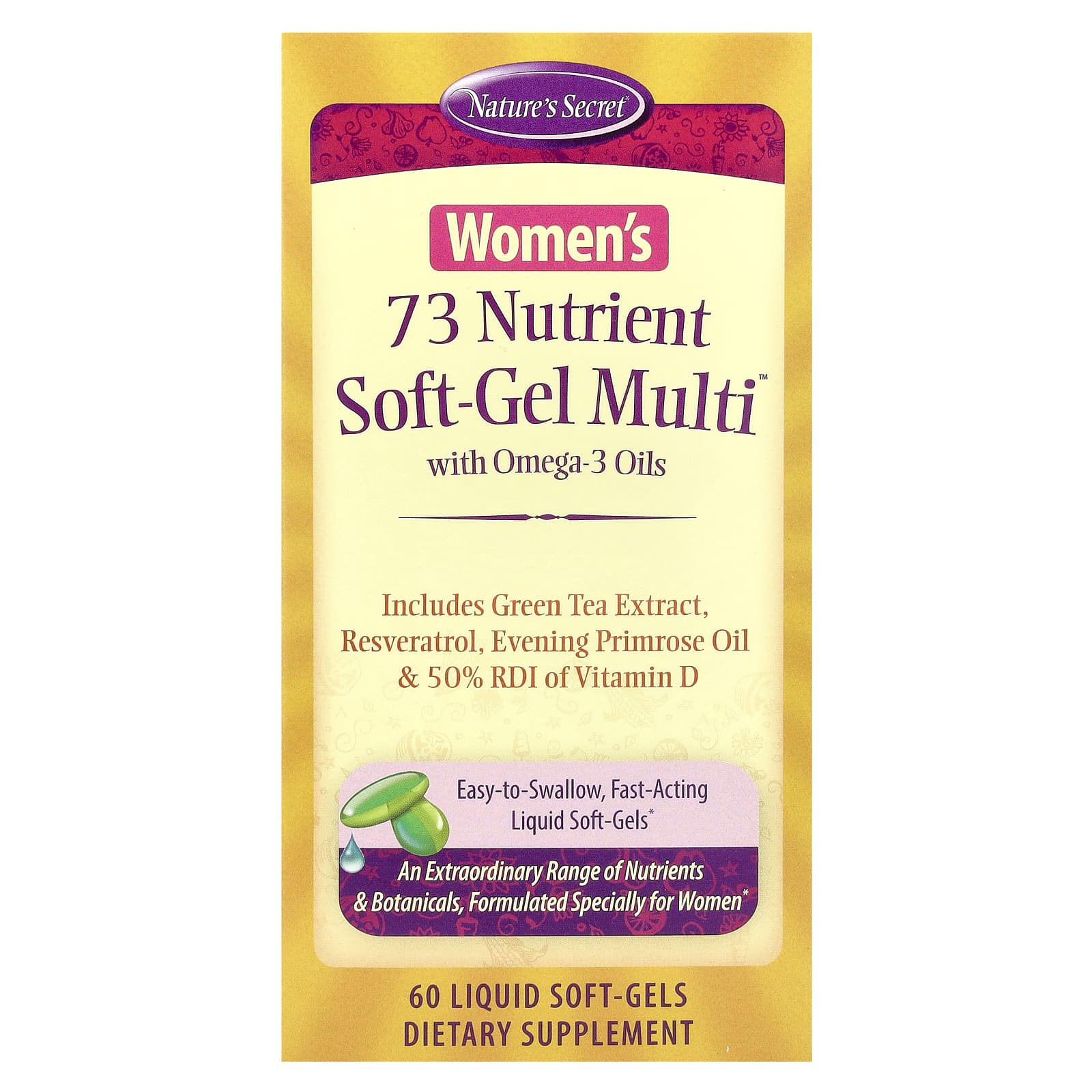 Nature's Secret, Women's 73 Nutrient Soft-Gel Multi™ With Omega-3 Oils, 60 Liquid Soft-Gels - Image 1