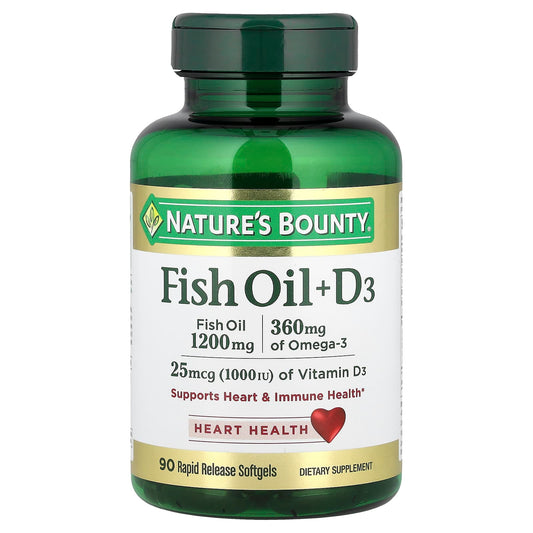 Nature's Bounty, Fish Oil + D3, 90 Rapid Release Softgels - Image 1