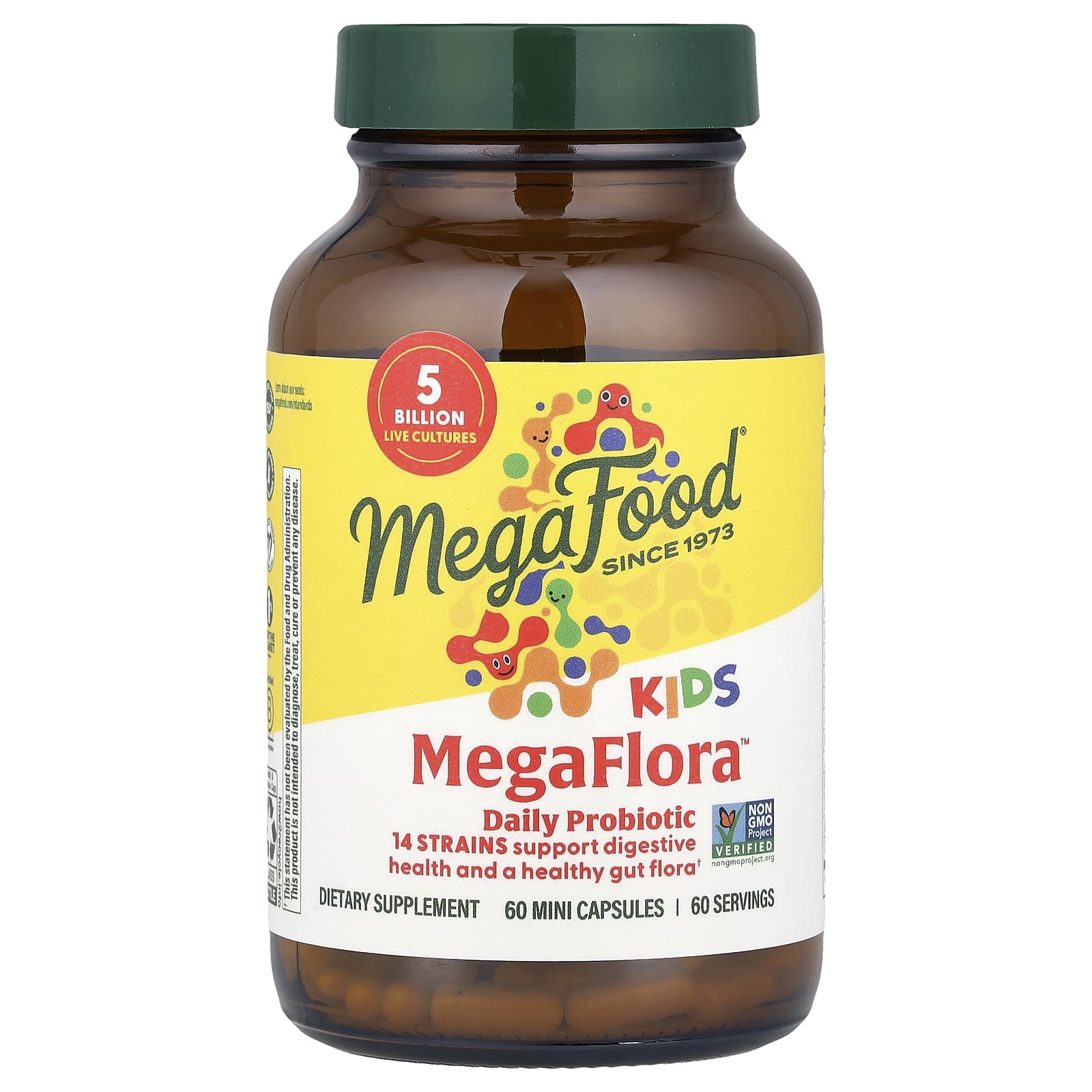 MegaFood, Kids MegaFlora™, Daily Probiotic, 5 Billion CFU, 60 Mini Capsules - Image 1