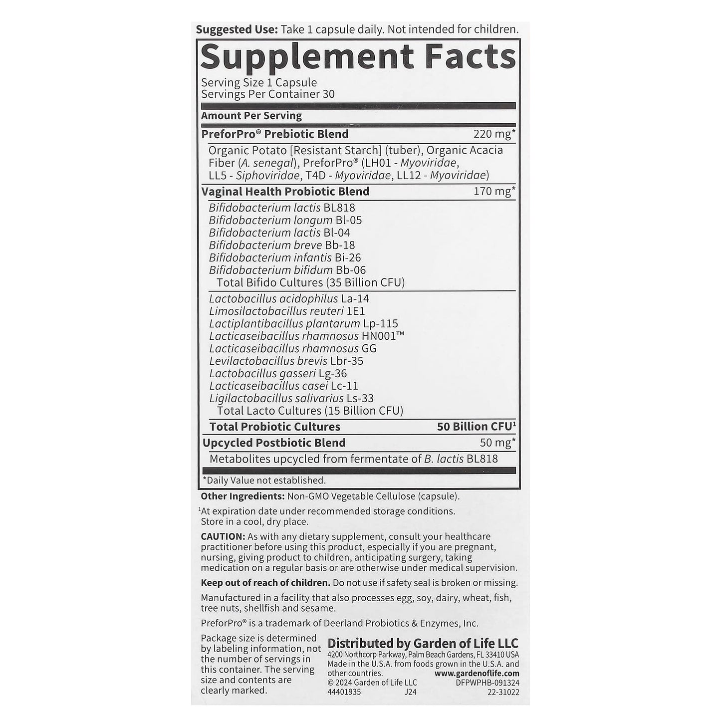 Garden of Life Probiotics for Women's pH Balance, 50 Billion CFU, 30 Capsules - Image 2